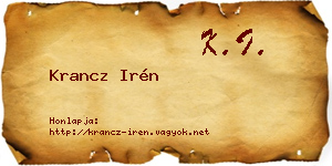 Krancz Irén névjegykártya